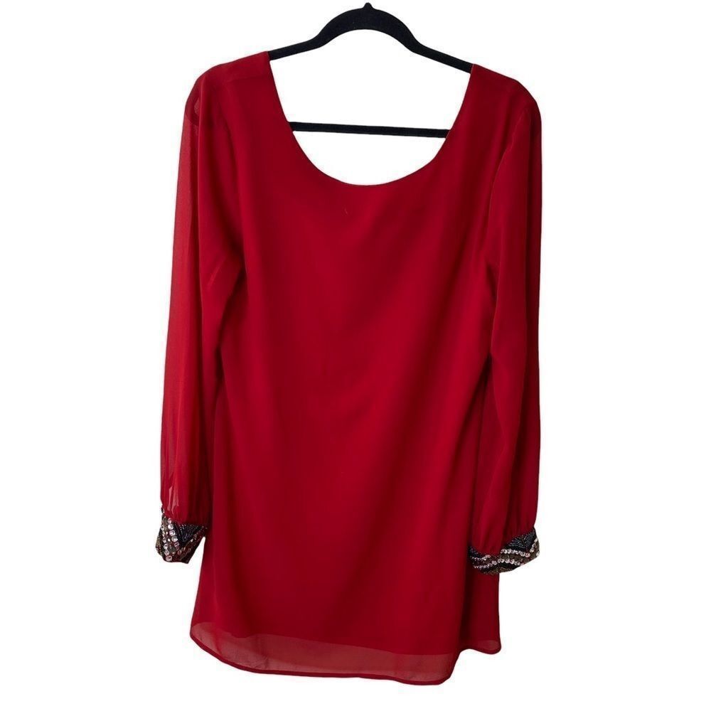 Dina Be Beaded Sleeve Shift Dress Sz L